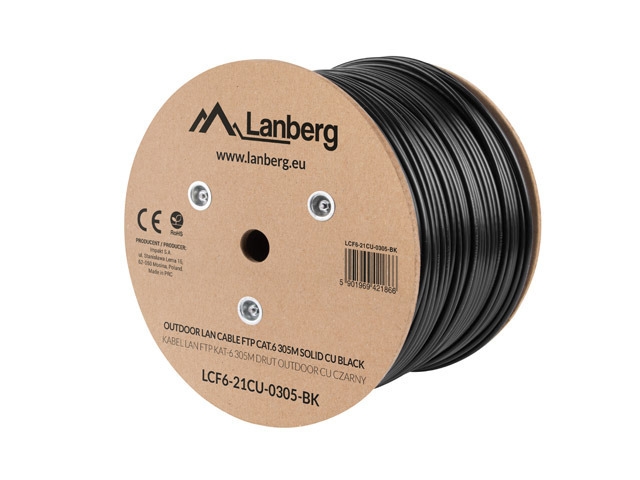 Kabel-Lanberg-LAN-cable-FTP-Cat-6-305m-Outdoor-Sol-LANBERG-LCF6-21CU-0305-BK
