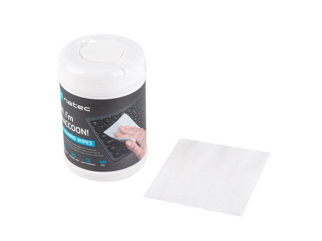 Aksesoar-Natec-Cleaning-Wipes-Raccoon-10x10-cm-100-NATEC-NSC-1796