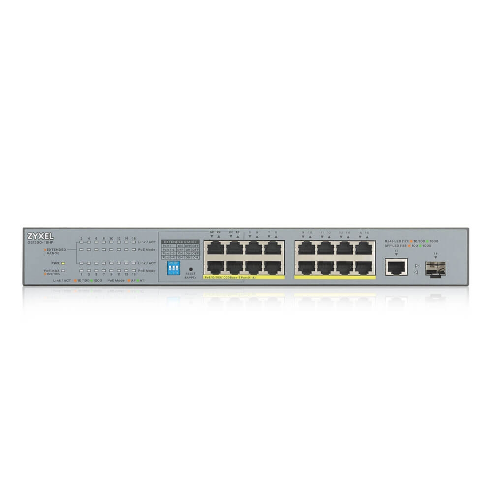 komutator-zyxel-gs1300-18hp-18-port-unmanged-cctv-zyxel-gs1300-18hp-eu0101f